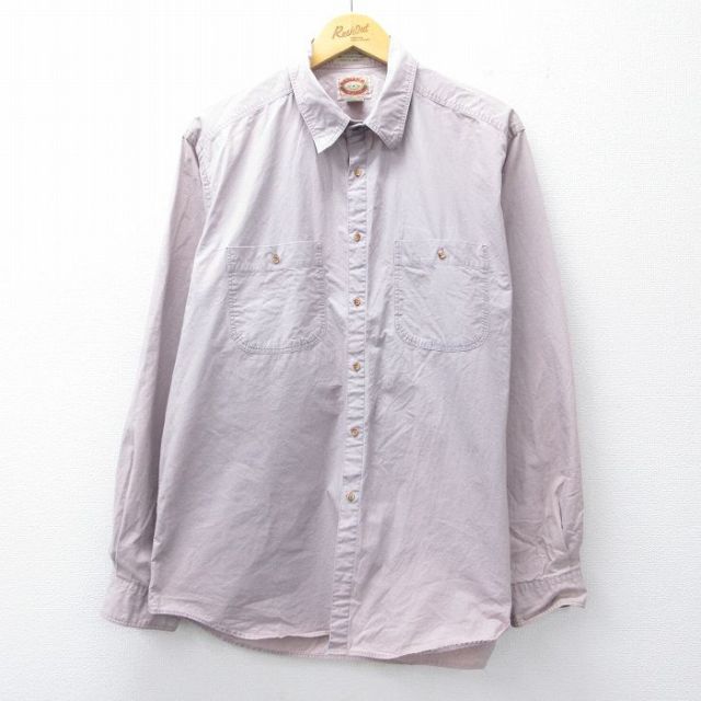 XL★古着 バナナリパブリック BANANA REPUBLIC 長袖 ブランド シャツ メンズ 80年代 80s コットン 薄紫 パープル 25oct27 中古 トップス