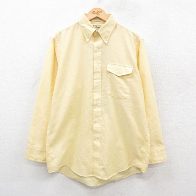 L★古着 エルエルビーン LLBEAN 長袖 ブランド シャツ メンズ 80年代 80s ボタンダウン 黄 イエロー 25oct31 中古 トップス