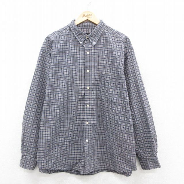 エディーバウアー 00s 長袖シャツ チェック ネイビー XL | 古着