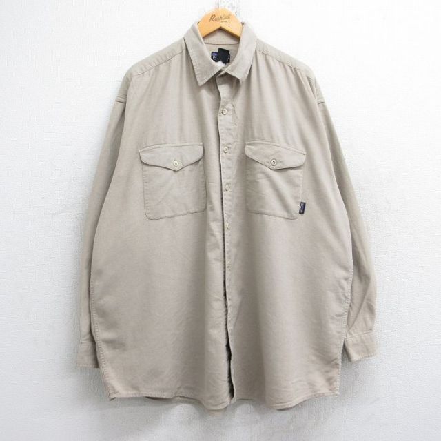 XL★古着 パタゴニア patagonia 長袖 ブランド シャツ メンズ 00年代 00s 大きいサイズ ロング丈 ベージュ カーキ 【spe】 25nov05 中古 トップス