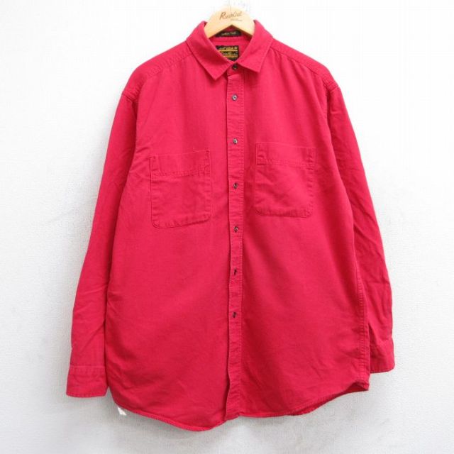 エディーバウアー 90s 長袖シャツ レッド XL | 古着