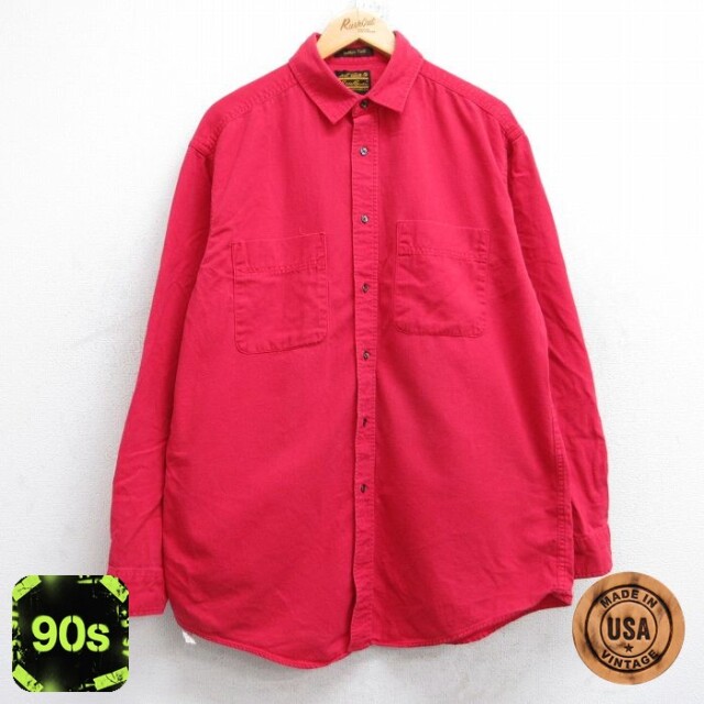 エディーバウアー 90s 長袖シャツ レッド XL | 古着