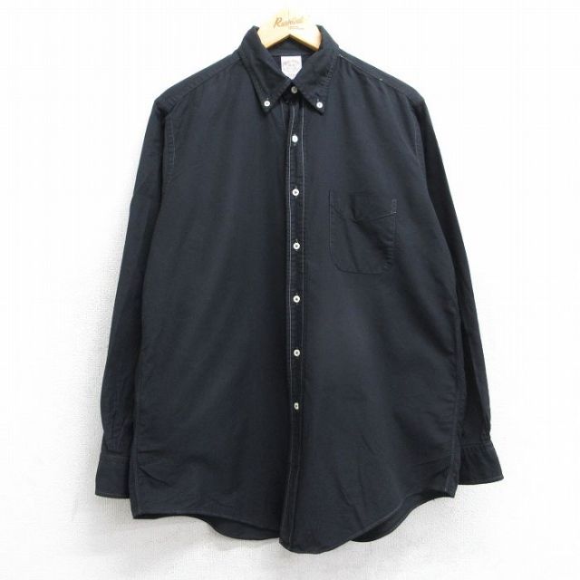 XL★古着 ブルックスブラザーズ BROOKS BROTHERS 長袖 ブランド シャツ メンズ 90年代 90s オックスフォード コットン ボタンダウン 黒 ブラック 【spe】 25nov05 中古 トップス