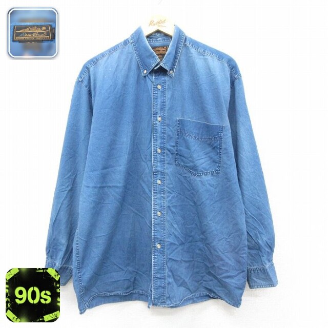 【50%OFF】エディーバウアー 90s 長袖シャツ ネイビー L | 古着