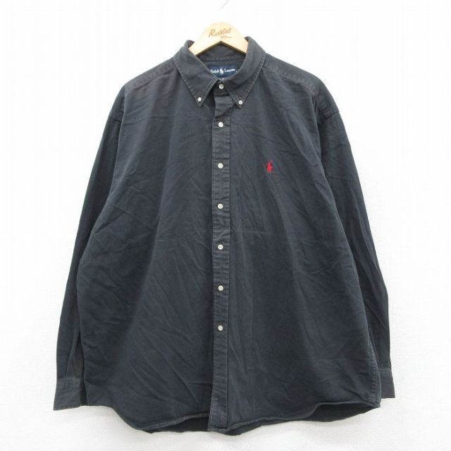 ラルフローレン 90s 長袖シャツ ワンポイントロゴ ブラック XL | 古着