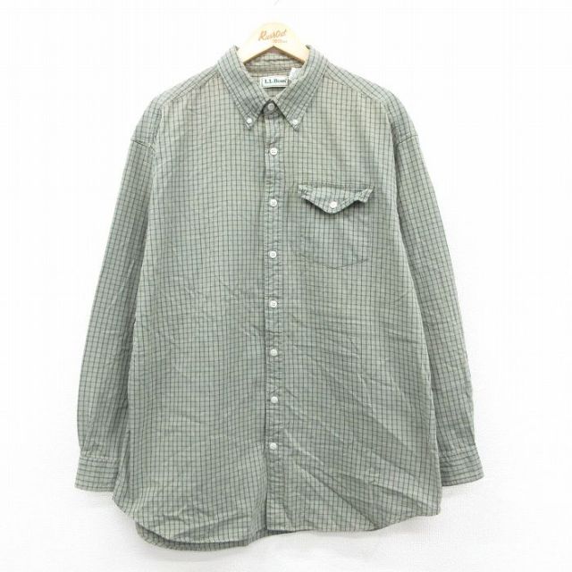 【50%OFF】エルエルビーン 90s 長袖シャツ チェック グリーン XL | 古着