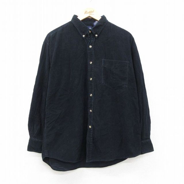 L★古着 ギャップ GAP 長袖 ブランド シャツ メンズ 90年代 90s コーデュロイ コットン ボタンダウン 黒【spe】 25nov11