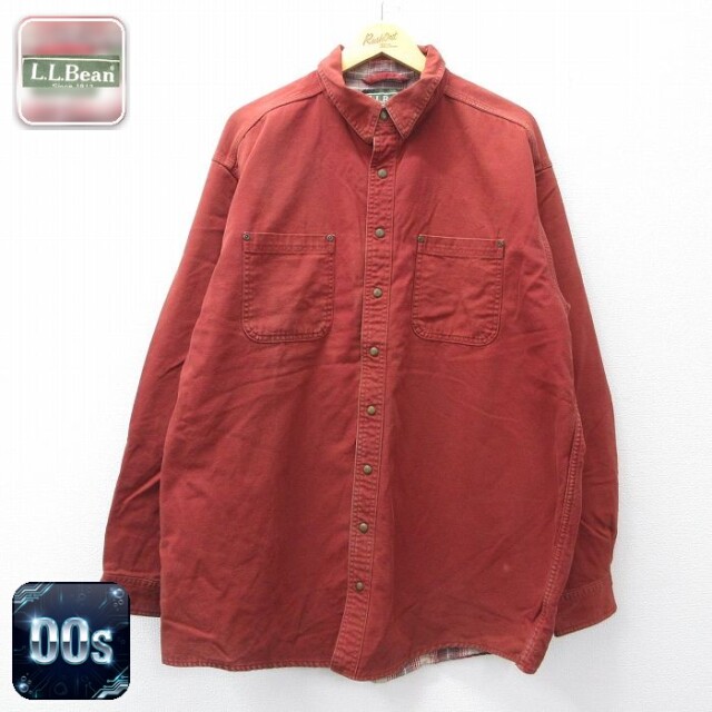 【50%OFF】エルエルビーン 00s 長袖シャツ 内側フランネル オレンジ XL | 古着