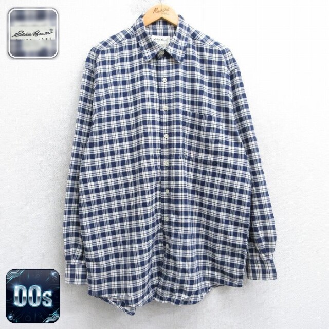 【50%OFF】エディーバウアー 00s 長袖シャツ チェック ネイビー XL | 古着