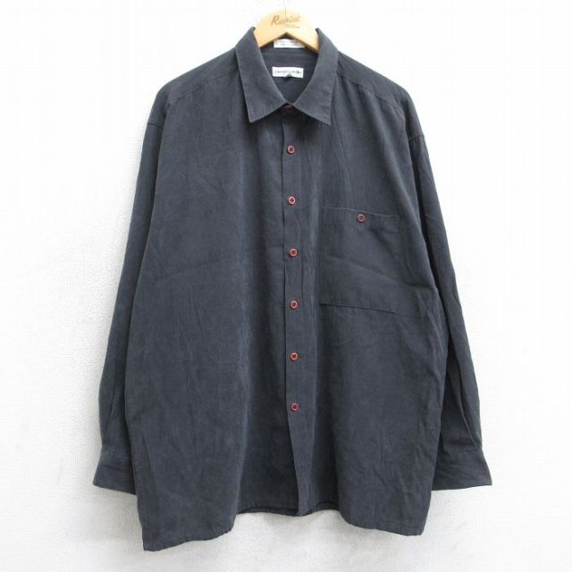 XL★古着 ピエールカルダン 長袖 ブランド シャツ メンズ 90年代 90s 大きいサイズ 黒 25nov15