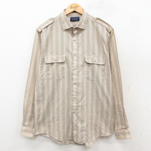 リーバイス 90s 長袖シャツ ストライプ ベージュ L | 古着
