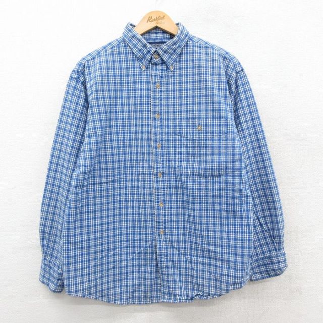 ランズエンド 90s 長袖シャツ チェック ブルー L | 古着