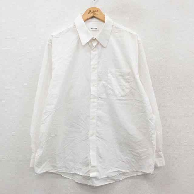 【20%OFF】XL★古着 ピエールカルダン 長袖 ブランド シャツ メンズ 大きいサイズ ロング丈 白 25nov17