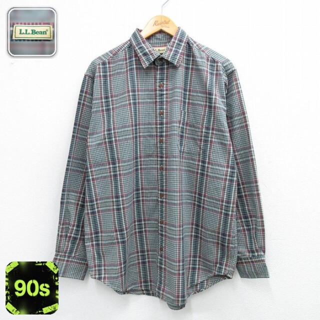 【50%OFF】エルエルビーン 90s 長袖シャツ チェック ネイビー XL | 古着