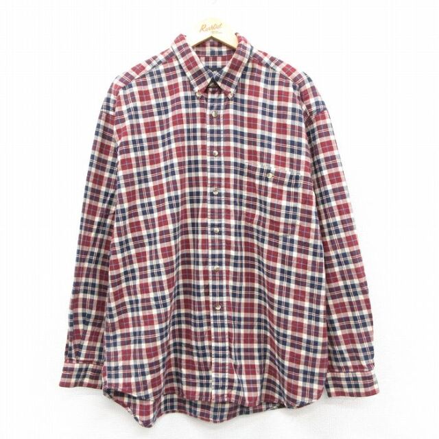 【50%OFF】エディーバウアー 00s 長袖シャツ チェック バーガンディ XL | 古着