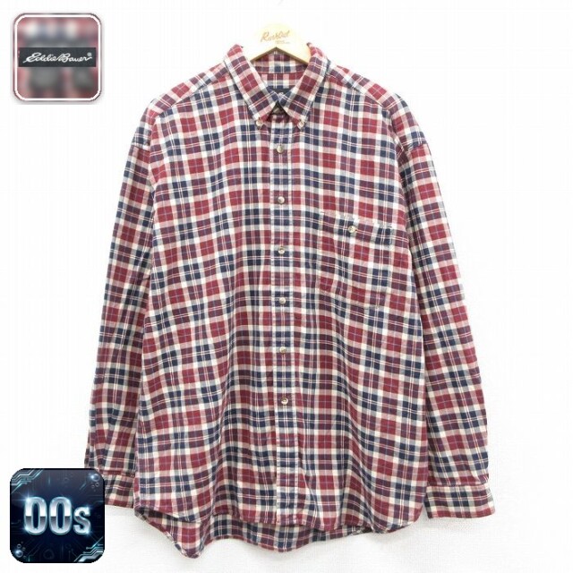 【50%OFF】エディーバウアー 00s 長袖シャツ チェック バーガンディ XL | 古着