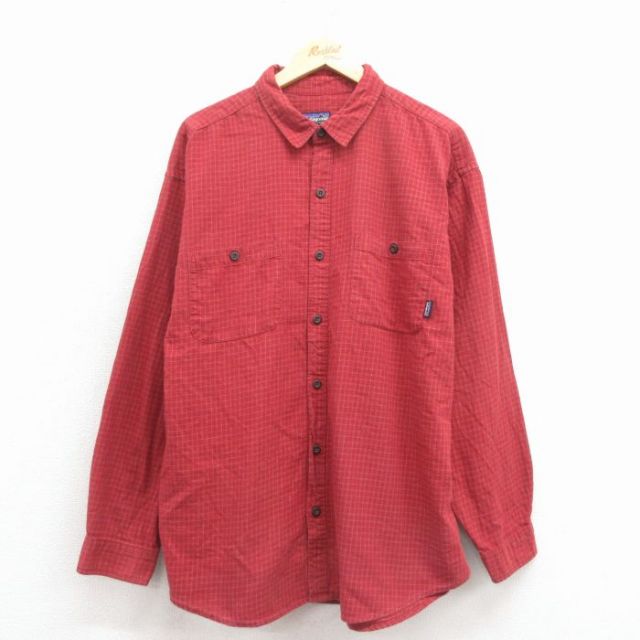 XL★古着 パタゴニア patagonia 長袖 ブランド シャツ メンズ コットン エンジ チェック 25nov19