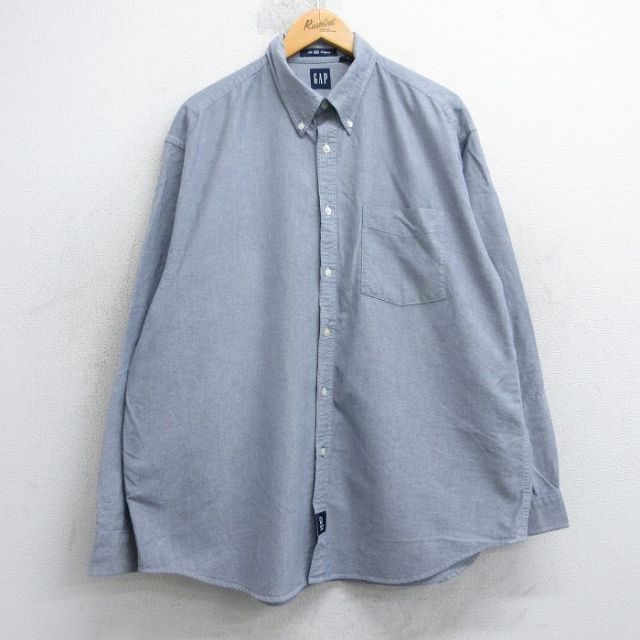 XL★古着 ギャップ GAP 長袖 ブランド シャツ メンズ 00年代 00s オックスフォード 大きいサイズ コットン ボタンダウン 薄紺系 25nov19