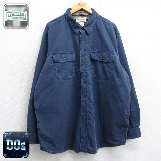エルエルビーン 00s 長袖シャツ 内側フランネル ネイビー XL | 古着