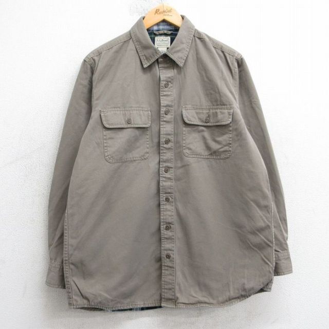 【50%OFF】エルエルビーン 00s 長袖シャツ 内側フランネル ベージュ L | 古着
