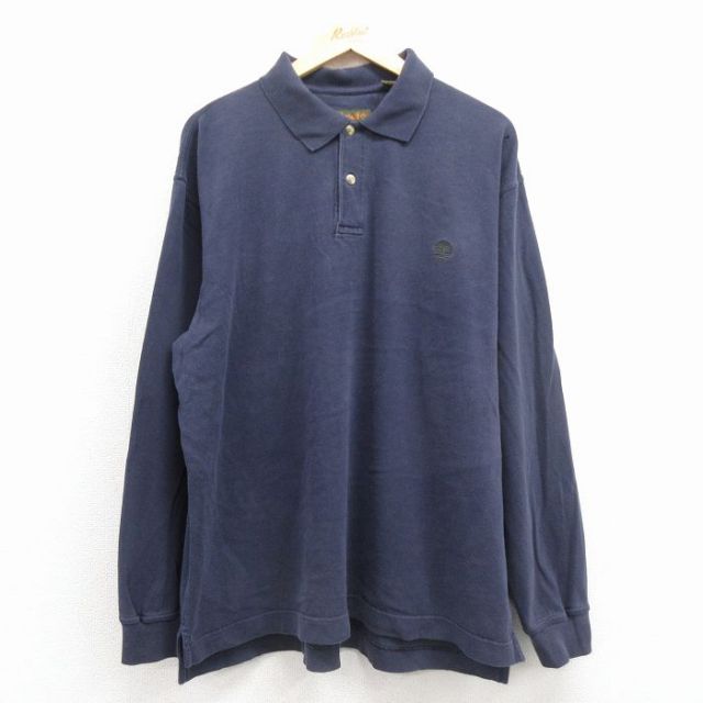 ティンバーランド 00s 長袖ポロシャツ ワンポイントロゴ ネイビー XL | 古着