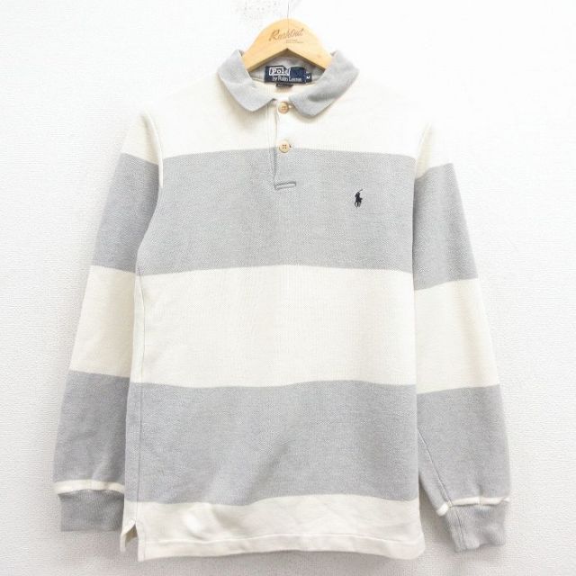 S★古着 ラルフローレン 長袖 ブランド ポロ シャツ メンズ 90年代 90s ワンポイントロゴ コットン USA製 グレー 霜降り他【spe】 25dec08