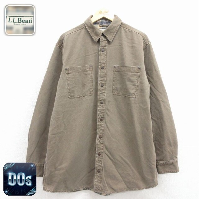 【50%OFF】エルエルビーン 00s 長袖シャツ 内側フランネル ベージュ XL | 古着
