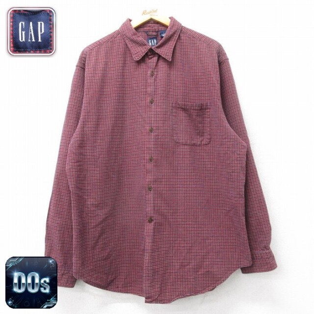 【50%OFF】ギャップ 00s 長袖シャツ チェック バーガンディ XL | 古着
