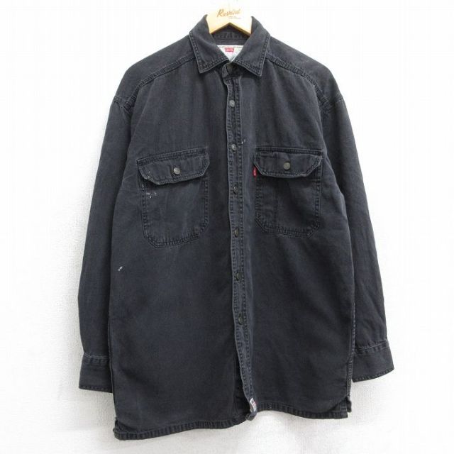 L★古着 リーバイス Levis 長袖 ブランド シャツ メンズ 00年代 00s コットン 黒 デニム【spe】 26jan19