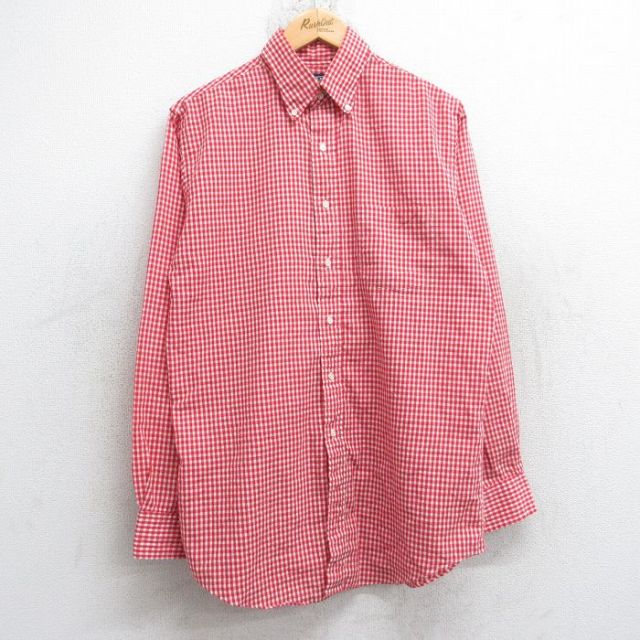 ランズエンド 00s 長袖シャツ ギンガムチェック レッド M | 古着