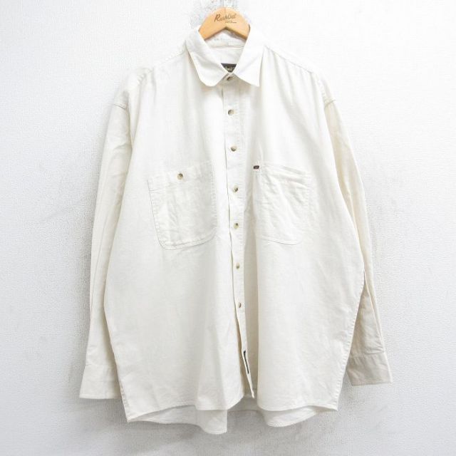 XL★古着 ティンバーランド 長袖 ブランド シャツ メンズ 00年代 00s 大きいサイズ リネン 薄ベージュ 26jan22