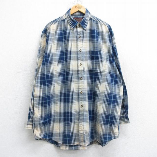 アバクロンビー 90s 長袖シャツ オンブレチェック ネイビー XL | 古着