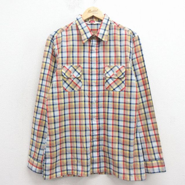 M★古着 リーバイス Levis 長袖 ブランド シャツ メンズ 70年代 70s ビッグE 茶他 チェック【spe】 26jan29