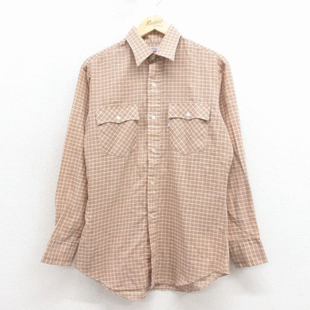 リーバイス 80s 長袖シャツ ビッグE ベージュチェック L | 古着