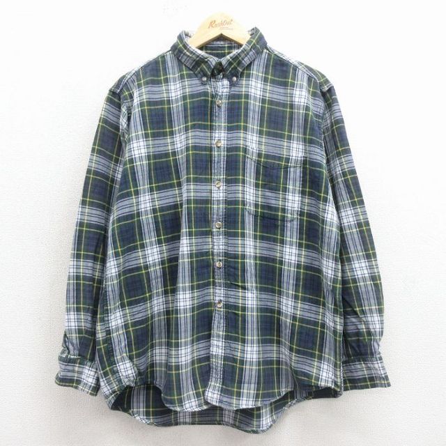 【20%OFF】エルエルビーン 90s 長袖シャツ グリーンチェック XL | 古着