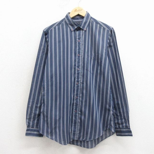 リーバイス 80s 長袖シャツ ストライプ ネイビー M | 古着