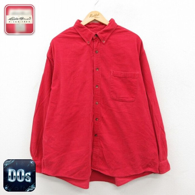【50%OFF】エディーバウアー 00s 長袖シャツ コーデュロイ レッド XL | 古着