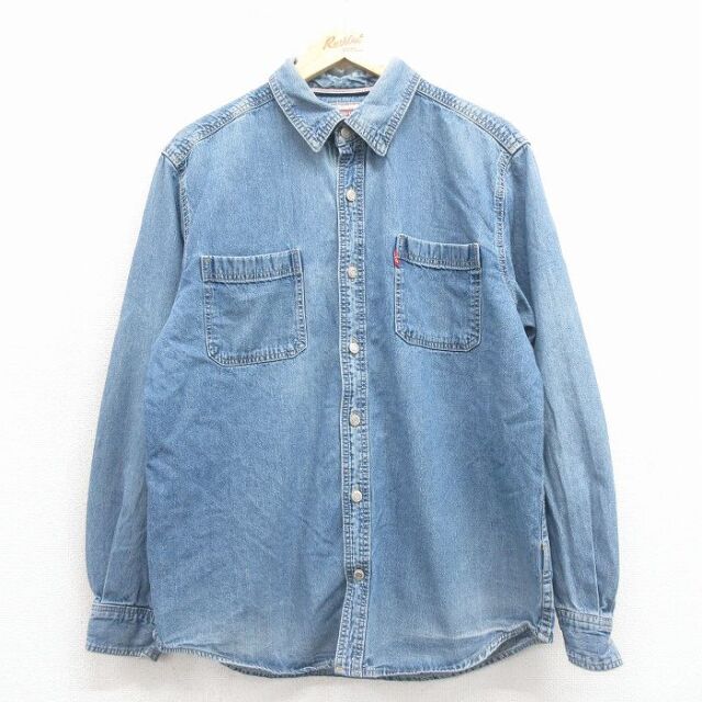 L★古着 リーバイス Levis 長袖 ブランド シャツ メンズ コットン 紺 デニム 26feb09
