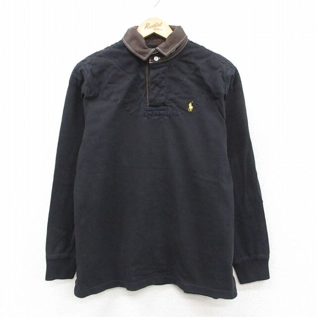 L★古着 ラルフローレン 長袖 ブランド ラガー シャツ メンズ 90年代 90s ワンポイントロゴ コットン 黒 26feb19