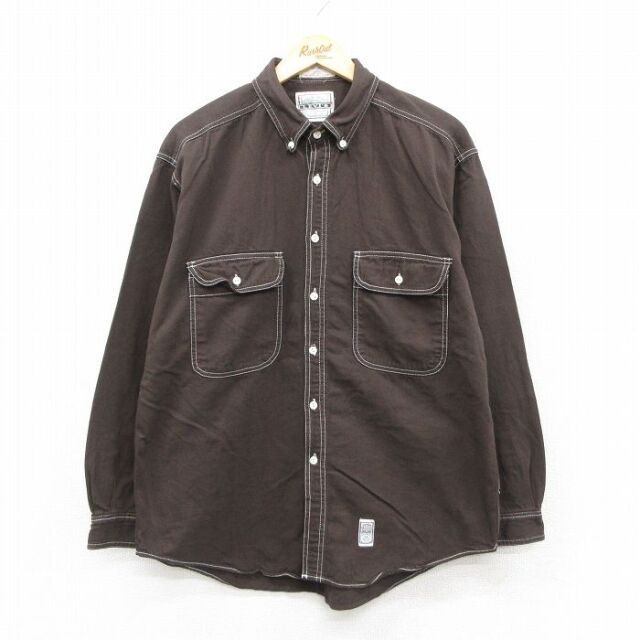XL★古着 リーバイス Levis 長袖 ブランド シャツ メンズ 90年代 90s コットン こげ茶 26feb19