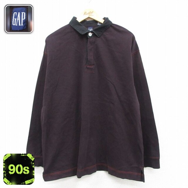 【50%OFF】ギャップ 90s 長袖ポロシャツ ブラック XL | 古着