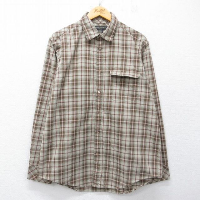【20%OFF】バナナリパブリック 長袖シャツ ベージュチェック XL | 古着