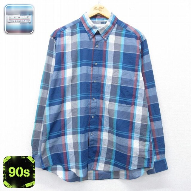 【50%OFF】リーバイス 90s 長袖シャツ ネイビーチェック L | 古着