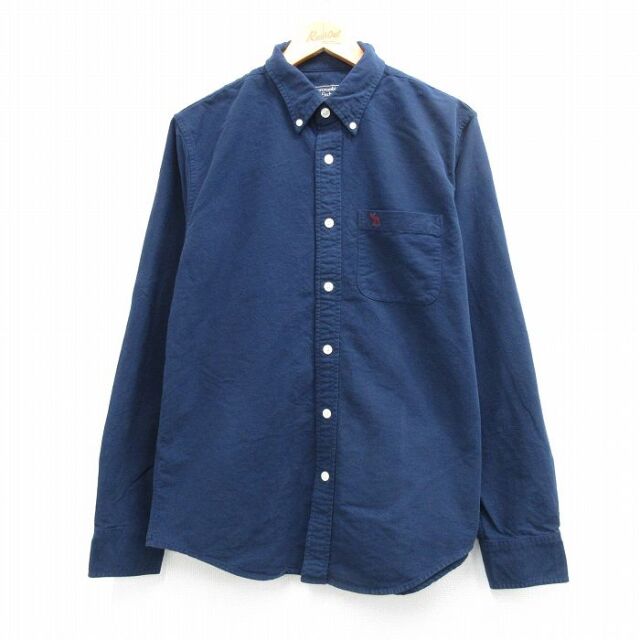 アバクロンビー 長袖シャツ ワンポイントロゴ ネイビー L | 古着