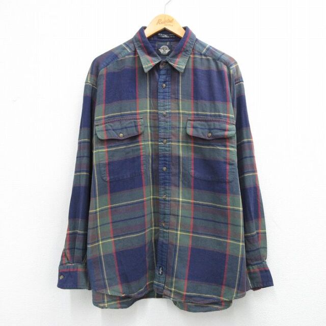ドッカーズ 90s 長袖シャツ ネイビーチェック XL | 古着