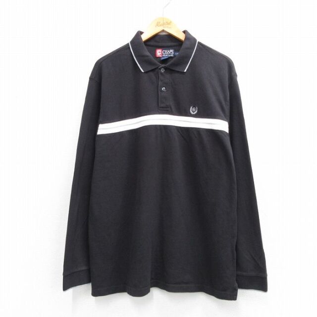 ラルフローレン 90s 長袖ポロシャツ ワンポイントロゴ ブラック L | 古着