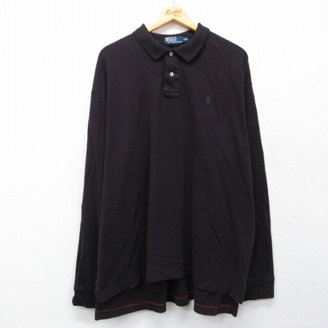 ラルフローレン 90s 長袖ポロシャツ ワンポイントロゴ ブラック XL | 古着
