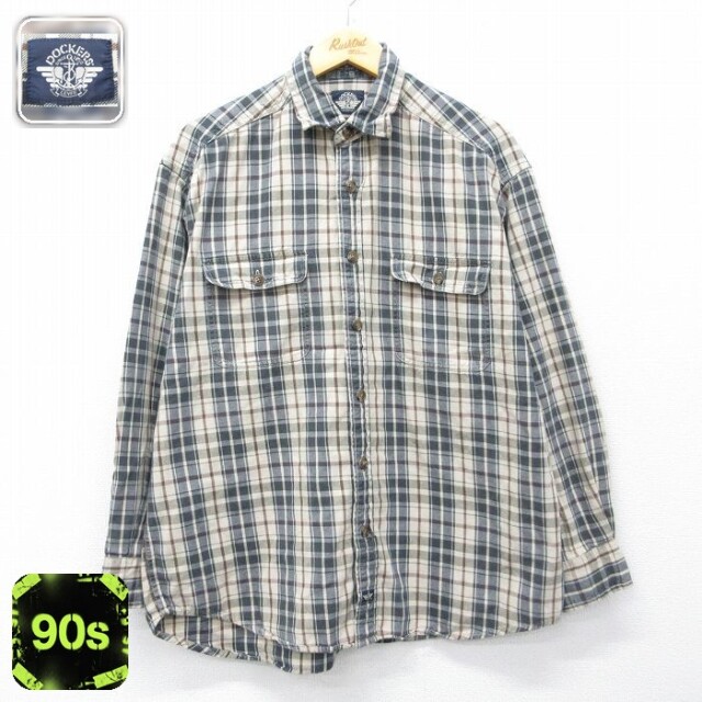 【50%OFF】ドッカーズ 90s 長袖シャツ ベージュチェック XL | 古着
