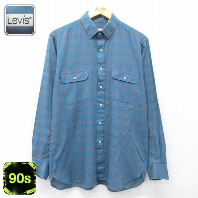 【50%OFF】リーバイス 90s 長袖シャツ ネイビーチェック L | 古着