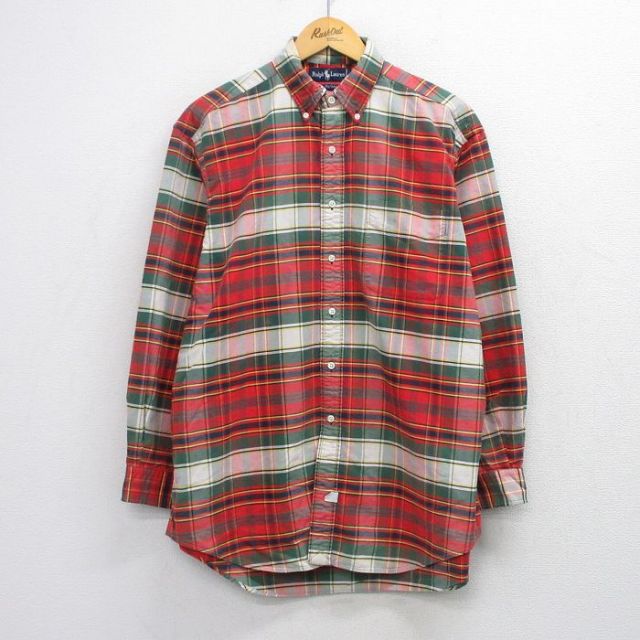 ラルフローレン 90s 長袖シャツ ワンポイントロゴ レッドチェック XL | 古着